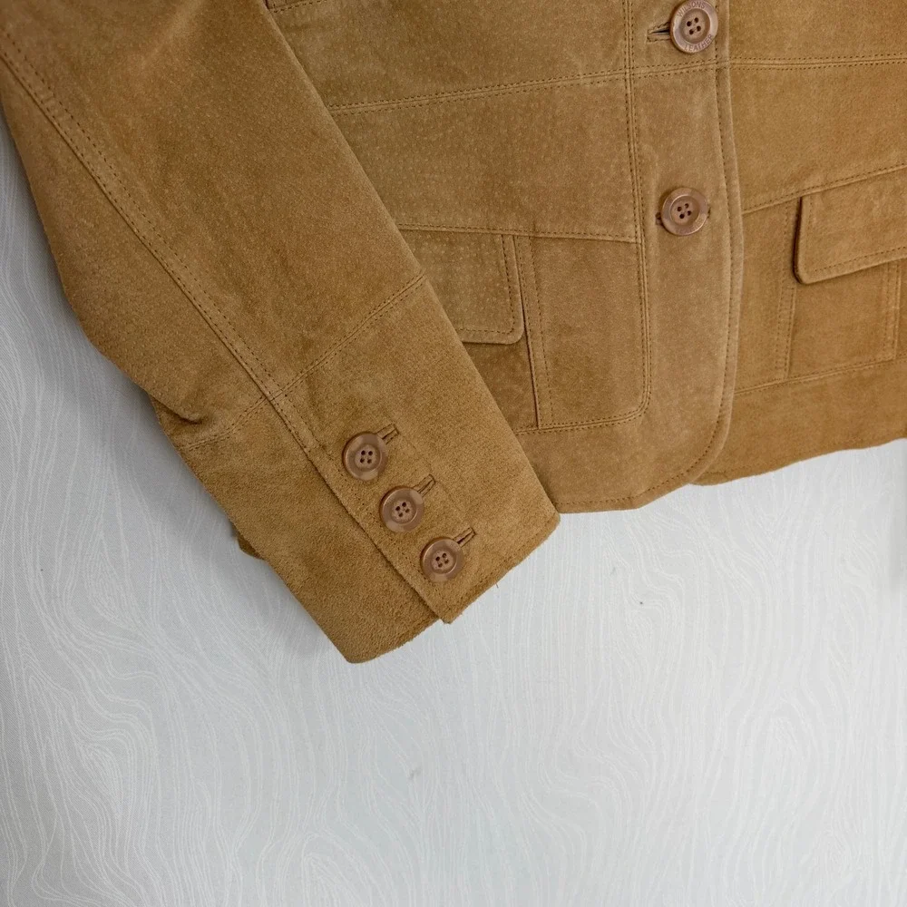 Wilsons Leather Suede Jacket Womens XL Tan Excellent 70s Style Boho Coat
